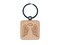 Angel Wings with Halo Engraved Wood Square Keychain Tag Charm